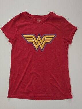Wonder Woman T-shirt Womens Size Small Red Gold Retro Style Logo Tee DC Comics